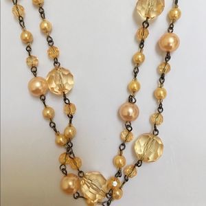 NWOT Yellow Gold Beaded Pearl Necklace